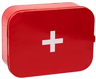 Mind Reader Boîte de premiers secours en métal, kit d'urgence, organisateur de fournitures médicales, montage mural - Rouge, 31 x 23,5 x 10,8 cm (L x l x H)