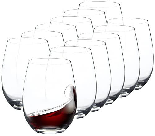 FAWLES Stemless Wine Glasses Set of 12, 15 Ounce Smooth Rim Standard Wine Glass Tumbler for Red, White Wine, Dishwasher Safe