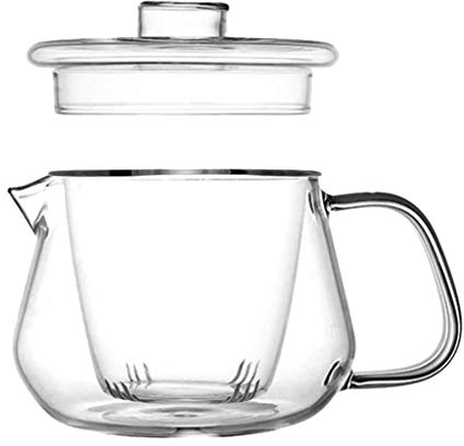 U/D Théière en verre borosilicate transparent avec infuseur amovible, petit et exquis (300 ml)
