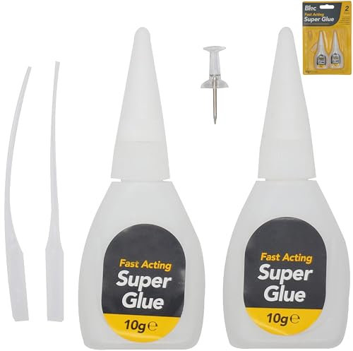2PCs Fast Acting Super Glue with Nozzle Extension, Strong Epoxy Resin Adhesive for Leather, Wood, Plastic, Metal, Pottery, Crafts, Household Repairs, Quick-Drying, Waterproof
