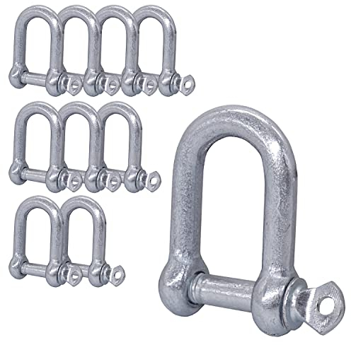 (10 Stück) Schäkel aus verzinktem Stahl, 8 mm, Schäkel-Clip mit Stift, D-Ring-Schäkelschlösser, robuste Takelage (10 Stück, 8 mm)