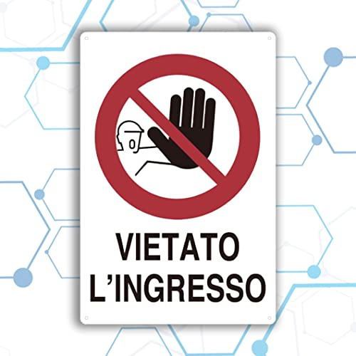 Nitek Schild verboten PVC Eingang 30 cm x 20 cm - selbstklebendes Schild | Sign, Schild | waschbare Regenmäntel, Wände, Baustellen