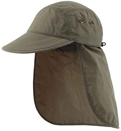 Magracy Sombrero de pescador de verano para hombre UPF 50+ con solapa en el cuello, protección solar, Verde Ejército Claro
