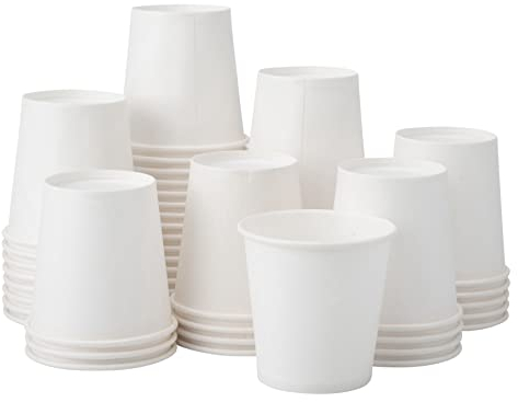 Party Warehouse 100 x Disposable White Paper 4oz Cups 115ml for Espresso Coffee Tea Hot Drinks and Cold Drinks - Great for Serving Samples, Portions as Well as Home Use (100, 4oz)