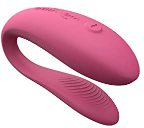 We-Vibe Sync Lite Couples Vibrator – App Controlled C-Shape Vibrator – Wearable Vibrating Couples Adult Sex Toy – G-spot and Clitoris Dual Stimulation – USB Rechargeable - Coral Pink