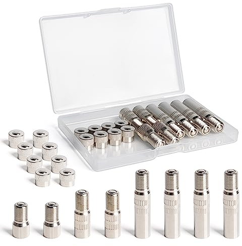 SPDYCESS 16 Stück Ventilverlängerung Autoventil Adapter, 19/27/39mm Reifen Ventil Verlängerung Ventiladapter mit Metall Ventilkappen für Scooter M365 1S Auto PKW LKW Van