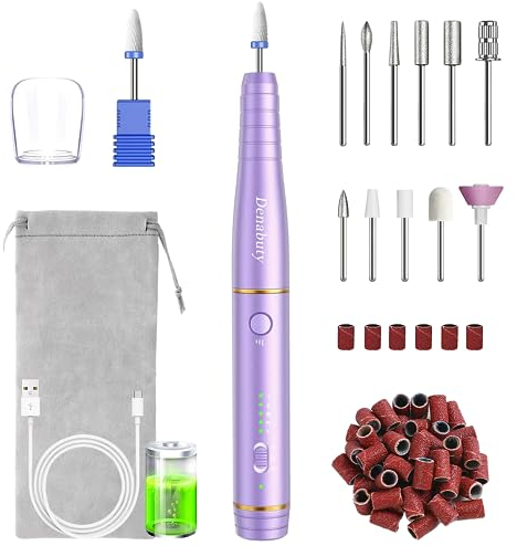 Ponceuse pour Ongles, Denabuty Lime a Ongle Electrique Professionnel Sans Fil 12 en 1 Kit de Manucure Pédicure avec USB Rechargeable Vitesse Réglable Puissante et Portable pour Salon et Maison
