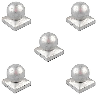 Baumarktplus 5X Pfostenkappe verzinkt Abdeckkappe für Pfosten Kugel 121 mm 12x12 cm