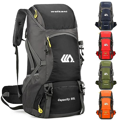 Favuit Wanderrucksack 30L, Herren Damen Trekkingrucksack Ultraleicht Faltbarer Reiserucksack Wandern Rucksack Klettern Tagesrucksack für Reisen Bergsteigen Camping Outdoor Reisen Sport(Schwarz)