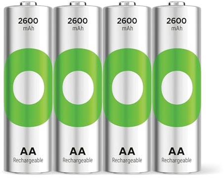 GP RECYKO AA batteri NiMH 2600 mAh, 1,2 V, 4 stycken AA-batterier, mycket låg självurladdning, förladdad för omedelbar användning