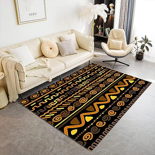 okoikfc Teppich 100 x 150 cm Afrika-Geometrie 3D Teppich Wohnzimmer Afrika-Geometrie Waschbarer rutschfest, Teppiche für Kinderzimmer Schlafzimmer Deko Antirutschmatte Carpet Matte,A364