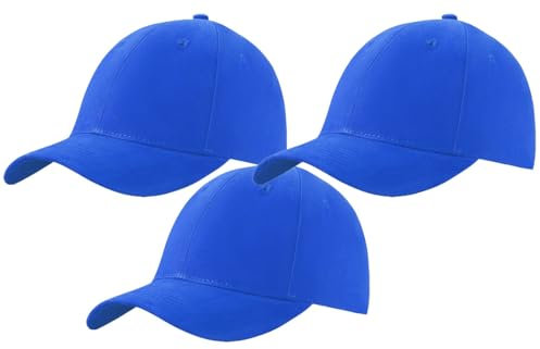 MFAZ Morefaz Ltd Set 3X Herren Baseballkappe Cap Verstellbarer Riemen Baseball Mütze (DE/NL/SE/PL, Alphanumerisch, M, XL, Royal Blue)