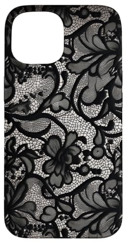 Motif Vintage en Dentelle Noire Coque pour iPhone 15