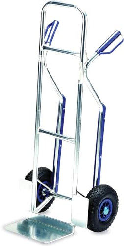Virsus Carrello Portapacchi Professionale in ALLUMINIO, misura 53x48x118 cm, Maniglie di Sicurezza Blu e 2 Ruote Pneumatiche, Montacarichi per trasporto di carichi pesanti, Portata Massima 150 Kg -751