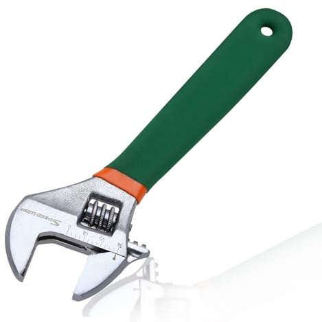 SPEEDWOX 6 Inch Adjustable Wrench, Orange & Green, Carbon Steel, Chrome Plated, SAE Scales, Anti-Slip Grips, Home Garage Workshop DIY