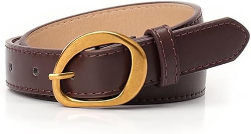 TTPSRY Dambälte Kostym Byxor Tunn Bred Midja Bälte Justerbar Bälten Guld Spänne Band För Klänning Jeans, Brun, 103*2.3CM