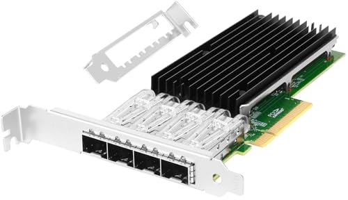Euqvos 4 x SFP+ Ports 10 GB PCIe Netzwerkadapter mit Broadcom BCM57840 Controller PCI Express x8 Ethernet LAN Card kompatibel mit Windows Server/Windows/Linux/VMware