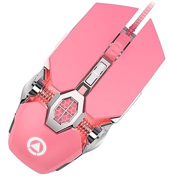 SHINEOFI 1 Pieza Ratón Rosa para Ratón Mecánico Silencioso con Iluminación Programable Accesorio de Oficina para Diseño Ergonómico Compatible con Ordenadores y Portátiles