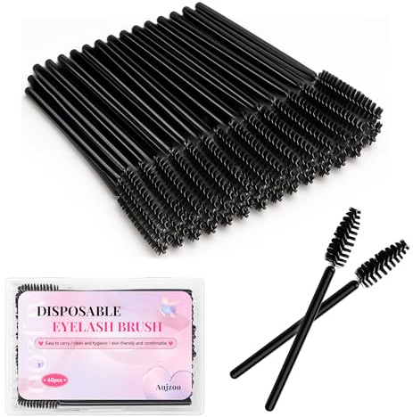 Aujzoo Lot de 40 pinceaux à cils, pinceaux à sourcils, pinceaux à sourcils, brosse à huile de ricin, outils de maquillage cosmétiques
