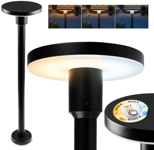 Lumiled LED-vägbelysning CCT 12 W 3000–6500 K, 80 cm, IP65 aluminium, svart, pollerlampa, trädgård, utomhus, golvlampa, vattentät, modern, utomhu, vägbelysning för terrass och uppfart