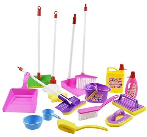 Whyzsjnclg Scopa per Bambini, Giocattolo per la Pulizia dei Bambini Strumenti per la Pulizia della casa, Strumenti Scopa Spray Mocio Paletta per Polvere Fingi Giocattolo per 3 4 5 6 Pasqua PE