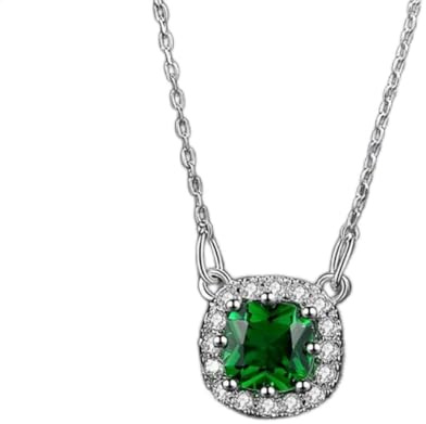 925 smycken 10 * 10 mm ädelstenar halsband för kvinnor smaragd safir rubin zirkon halsprydnad gåva