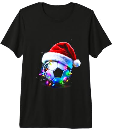 Ballon de Football Festif avec Bonnet de Père Noël et lumières T-Shirt Haut de Gamme