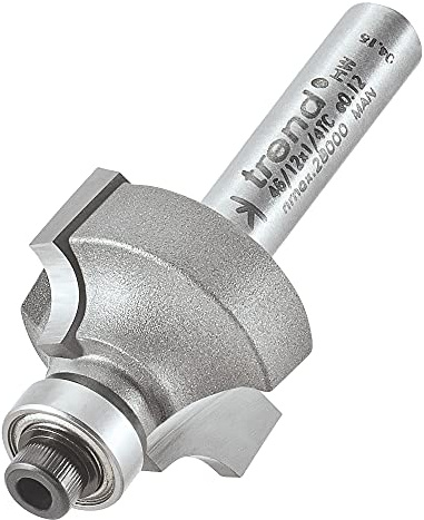 Trend Professional Bearing Guided Ovolo Router Cutter, 4.8mm Radius, 1/4 Inch Shank, 22mm Cut Diameter & 12.7mm Cut Length, Two Bearings, Tungsten Carbide Tipped, 46/12X1/4TC