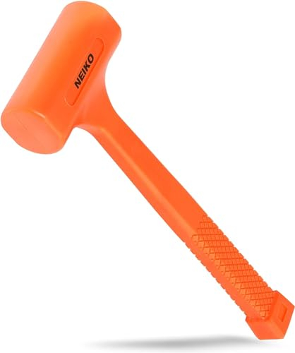 NEIKO 02849A - Martillo de soplado muerto de 4 libras, color naranja neón | Moldeado unibody | Agarre a cuadros | Resistente a chispas y rebote