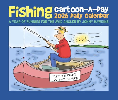 Fishing Cartoon-A-Day by Jonny Hawkins 2026 Box Calendar
