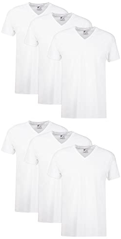 Hanes Mens Cotton, Moisture-wicking V-neck Tee Undershirts, Multiple Packs And Colors, White - 6 Pack, Medium US