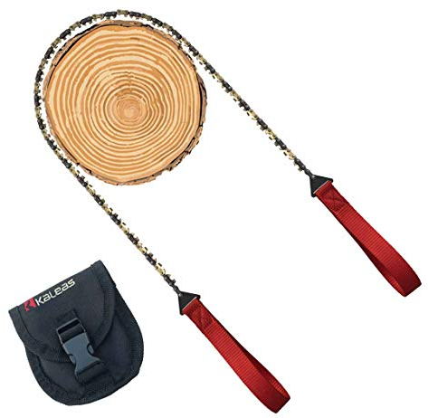 Kaleas Tronçonneuse à main - maintenant avec revêtement d'usure en or dur, 41 dents, acier à outils, sangles prolongées, scie à arbre de survie de qualité supérieure scie d'élagage scie de jardin scie à cordon pour le camping, le jardin, l'extérieur, y compris la pochette de ceinture (56011)