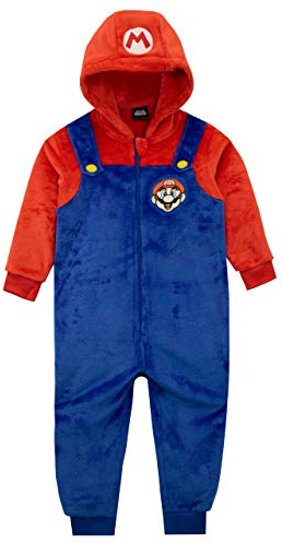 Super Mario Pigiama Intero Bambino | Onesie a Maniche Lunghe | Tuta Intera Pile Ragazzo Multicolore 11-12 Anni