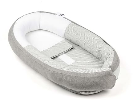Doomoo Cocoon Babynestchen für Babys bis 8 Monate - Babynest, Kuschelnest, Lagerungskissen aus Bio-Baumwolle, Oeko-Tex Zertifiziert, Classic Grey