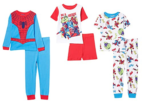 Marvel Boys' The Avengers 6-Piece Snug-Fit Cotton Pajamas Set, GOLDEN AGE, 6