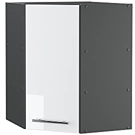 Vicco Armario Colgante de Esquina Fame-Line, Blanco Alto Brillo/Antracita, 57 cm