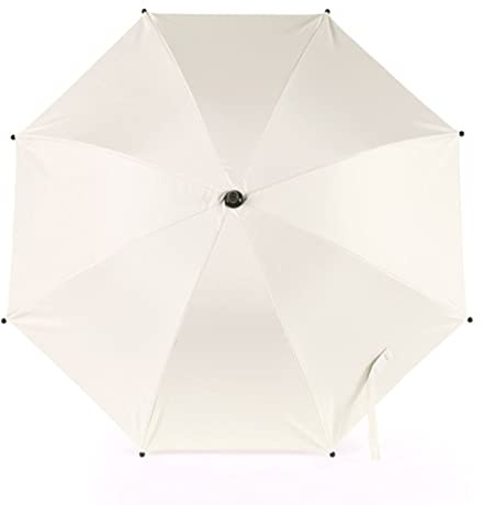 JIEXUHDE Parasol Universal para Cochecito de Bebé con Protección UV, Sombrilla Giratoria de 360 Grados, Impermeable con Pinza y Asa (Color Beige Blanco)