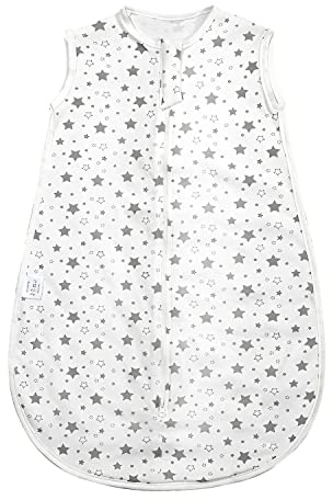 MOXTOYU Baby Sleeping Bag, Soft 100% Cotton 0.5 Tog Toddler Sleep Sack with Two-Way Zipper, Sleeveless Swaddle Blanket for Newborn , Newborn Baby Gift, Baby Sleeping Bag 0-6 Months, White Grey