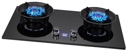 Cuisinière À Gaz De 75 Cm Avec 2 Brûleurs, Cuisinière À Flamme Élevée De 4,8/5,2 KW, Minuterie De Support De Casserole En Fonte Avec Protection Contre L'extinction, Cuisinière Indépendante For Le Camp