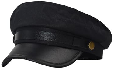 Bohue Retro Flat Top Cap Vintage Newsboy Cap Taxi Driver Theme Hat for Driver Costume Supplies (Black)