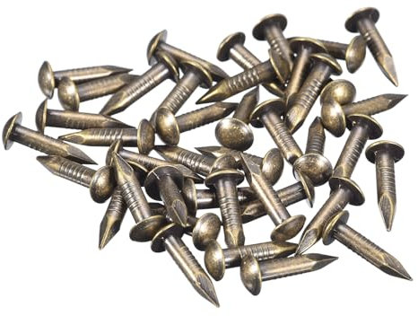 QUARKZMAN 60pcs Pequeños Clavos Dorados, 15x2.8mm(L*D) Clavos Dorados de Cabeza Redonda de Latón Clavos de Hardware para Madera Muebles Manualidades Bricolaje Marco de Fotos, Tono de Bronce