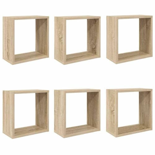 vidaXL Vägghylla kubformad 6 st sonoma-ek 30x15x30 cm