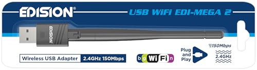 EDISION Adattatore USB WiFi EDI-MEGA 2, WiFi dongle MTK7601, 150 Mbps, 2.4GHz, Antenna inclinabile, Compatibile con Picco T265 pro HD, Ping T2/C, Proton S2 plus, Piccollino, Piccollo, Windows & Linux