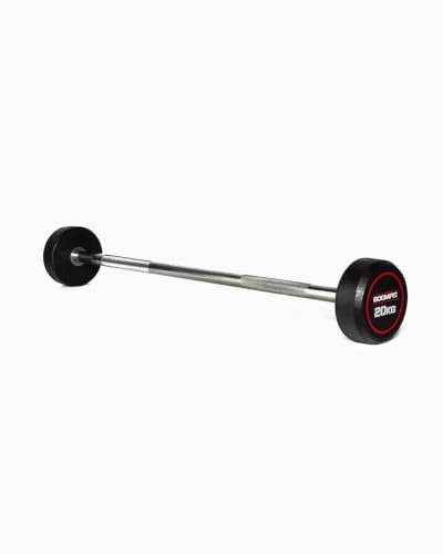 BOOMFIT Barra de Peso Fijo Recta 25 kg – Acero Cromado con Extremos de Goma – Barra Musculación Silenciosa para Sentadillas, Peso Muerto y Press – Para Home Gym y Gimnasio