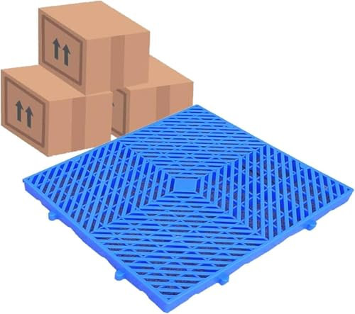 Vassoi portaoggetti in plastica leggera con divisori resistenti all'abrasione, pallet in rete per interni e magazzini, facili da impilare, altezza 5 cm, blu, 1 confezione da 40 x 40 cm