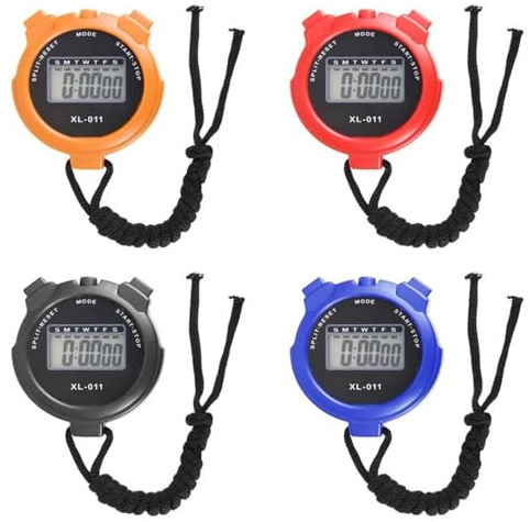 4 Pcs Sports Stopwatch Timer, Lap Split Digital Stopwatch with Calendar Clock Alarm, Multi-Function Shockproof Sport Stopwatch for Training Swimming Running