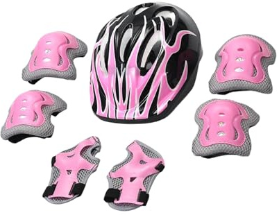 Sghtil Casco y almohadillas | Equipo de protección para niños, kit de casco ajustable y almohadillas para béisbol, hockey, patinaje, breakdancing, bicicleta, deportes al aire libre, niños y niñas de 5