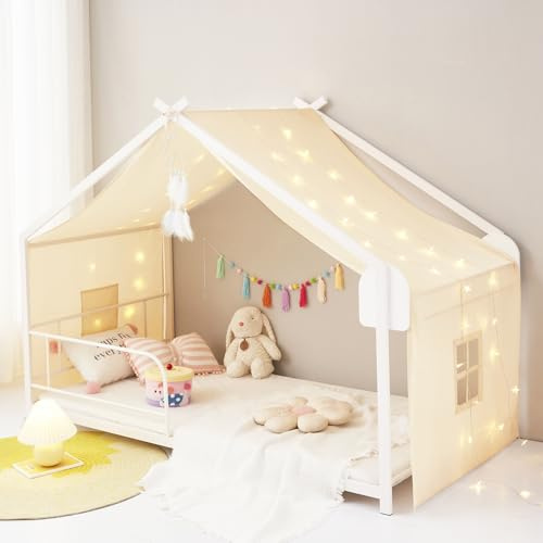 ZIQINPSQ Tenda a baldacchino per letto a baldacchino per bambini e bambine, decorazione per letto singolo e matrimoniale, colore: avorio