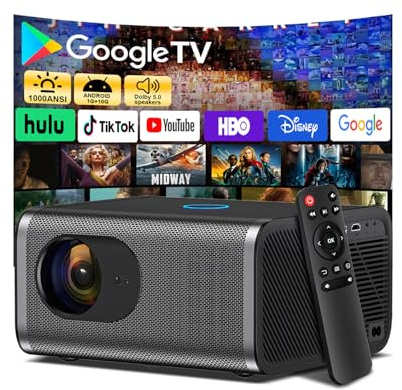 [1000 ANSI Lumens/Auto Focus/Built-in Apps] Outdoor 4K Projector with WiFi and Bluetooth,Smart TV OS & Dolby Atmos,1080P Projector with 300'' Display,Home Movie Projector