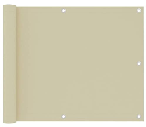 Mokuyary Protector de privacidad para balcón, color crema, 75 x 300 cm, tela Oxford, revestimiento de balcón, cubierta opaca contra el viento para jardín, terraza, exterior